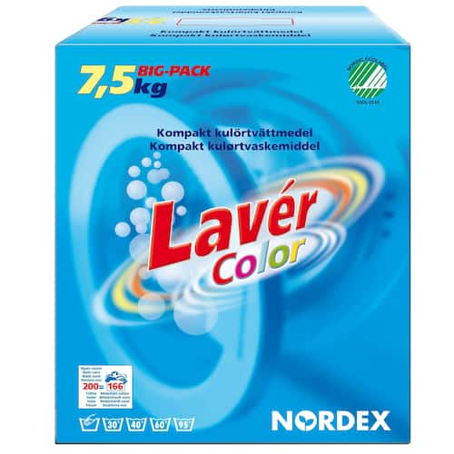 NORDEX Tvättpulver Lavér Colour, lågskummande, färg, parfymerad, 7,5 kg