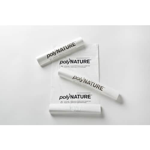 Polynature Avfallspåsar, PolyNature PLA återvinningsbar bioplast, vita, 35 l, 600 x 750 mm