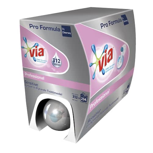 VIA Tvättmedel, Pro Color, för känslig hud, flytande, påse i låda, 7,5 l