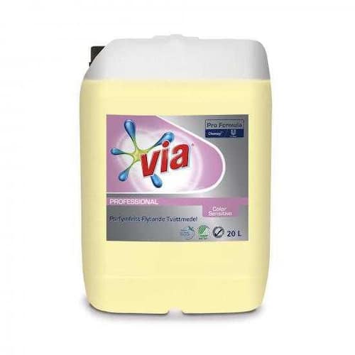 Tvättmedel Professional VIA Color Sensitive flytande 20l