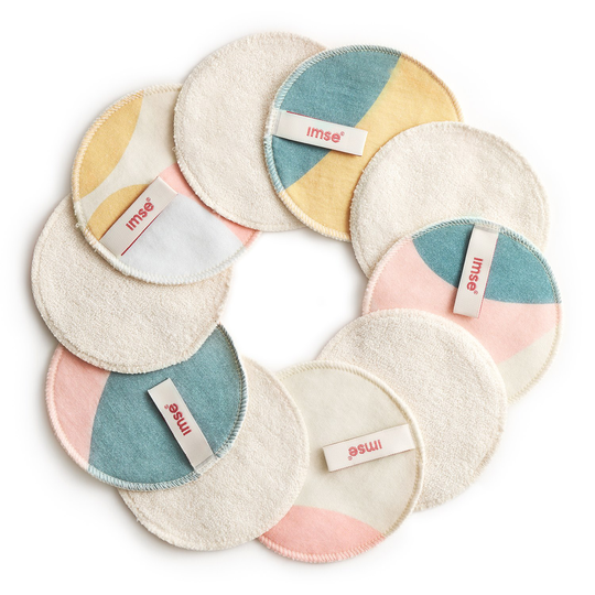 Imse Ekologiska Bomullspads Dubbelsidiga - Pastel Hoop, 10-pack