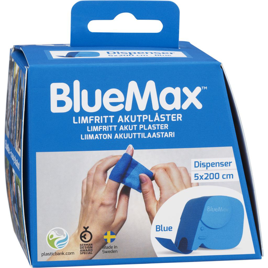 BlueMax Limfritt Akutplåster Dispenser 5x200cm Blå 1 st