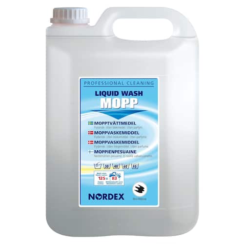 NORDEX Flytande tvättmedel, lågskummande, fritt från blekmedel, oparfymerat, 125 tvättar, 5 l