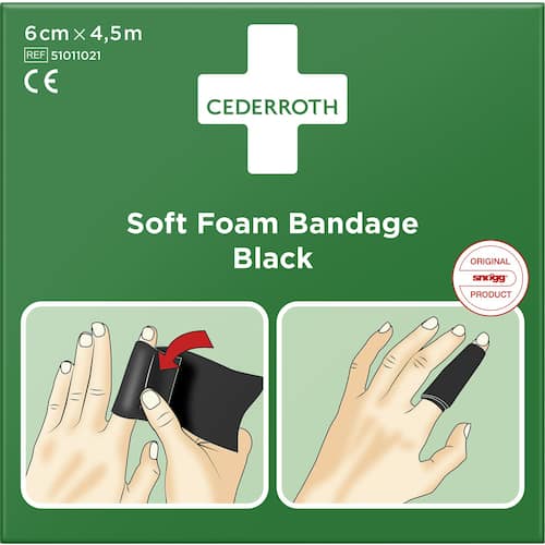 Cederroth Plåster SoftFoam svart 6cmx4,5m
