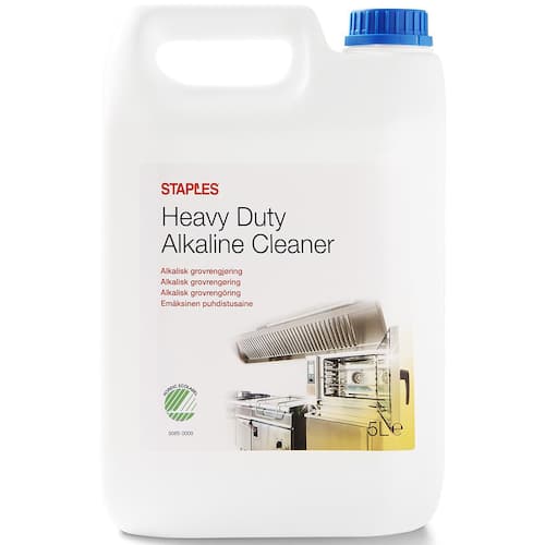 Staples Starkt alkaliskt universalrengöringsmedel och avfettningsmedel, oparfymerat, gult koncentrat, 5 L