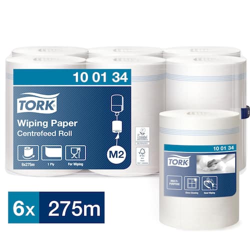 Tork Torkrulle Advanced Wiper 415 Centrefeed M2, 1-lagers, återvunnet papper, 245 mm, vit