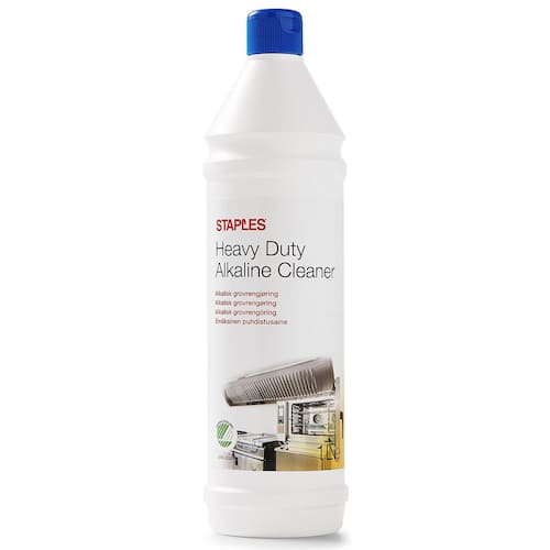 Staples Starkt alkaliskt universalrengöringsmedel och avfettningsmedel, oparfymerat, gult koncentrat, 1 L