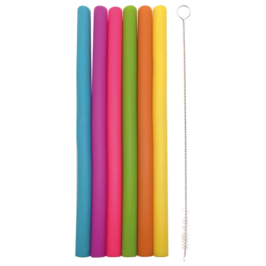 Dotz Raka Sugrör Silikon - 25 cm, 6 st + Diskborste