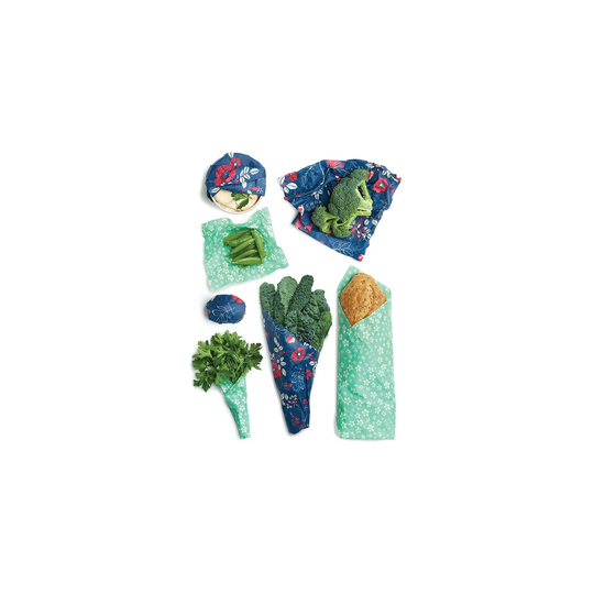 Bee's Wrap Naturligt Folie Variety Pack - Botanical Blue & Floral Teal, 7 st
