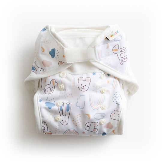 Vimse Blöjbyxa All-in-Two - White Teddy, 4-16 kg