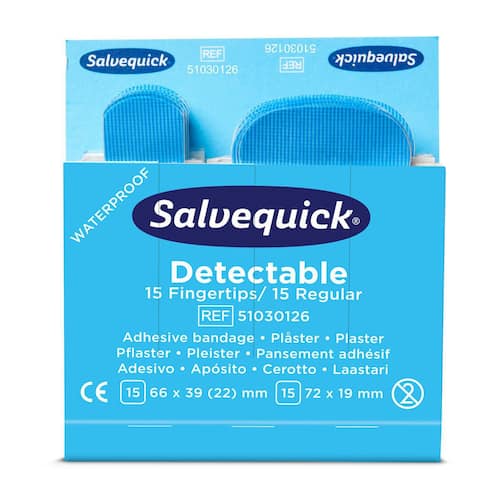 Salvequick Plåster Detect. finger refill blå
