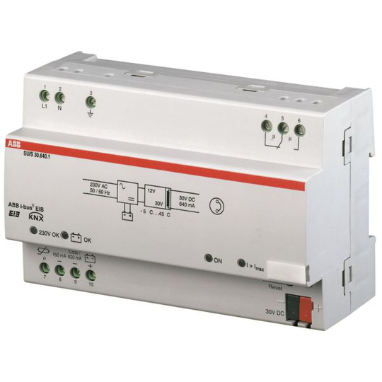 ABB GHQ6310049R0111 Nätaggregat 640 mA, för UPS, DIN-skena, 8 mod, KNX