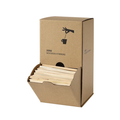 BioPak Omrörare Trä dispenser box 11cm