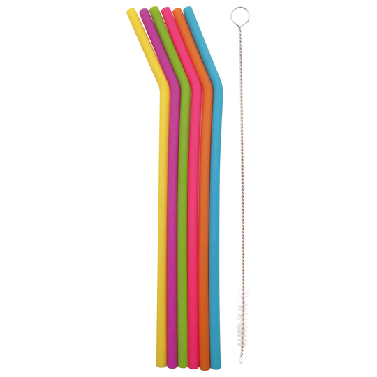 Dotz Böjda Sugrör Silikon - 25 cm, 6 st + Diskborste