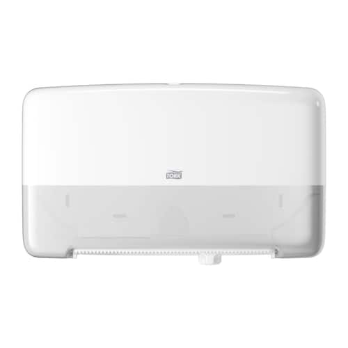 Tork Dispenser för toalettpappersrulle Elevation Twin Mini Jumbo, plast, 34,5 cm bred, vit