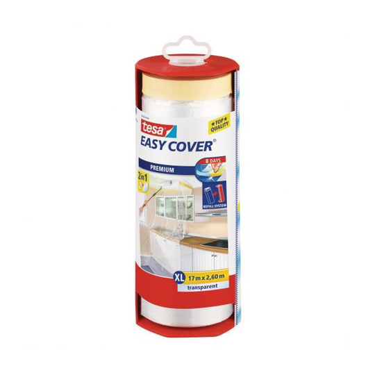 Tesa Easy Cover 4368 Skyddsfolie med maskeringstejp 17 m x 2600 mm, dispenser