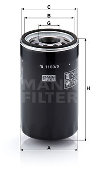 Filter, drifthydraulik MANN-FILTER W 1160/6