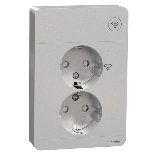 Schneider Electric Wiser WDE004384 Vägguttag 2-vägs, Zigbee Metallisk