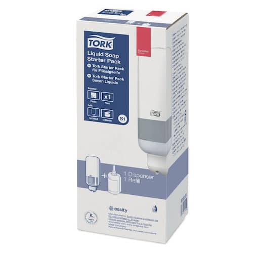 Tork Dispenser med flytande tvål, Elevation startpaket S1, kassett, 1 L, plast