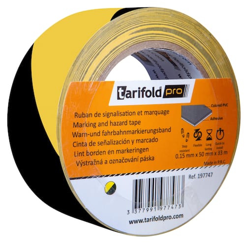 tarifold Golvmarkering rulle 50mmx33m gul/svart