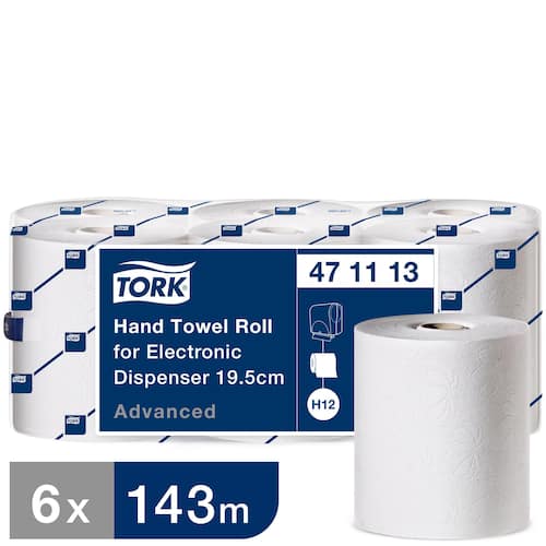 Tork Handduk på rulle, H12, 2-lager, präglad, 195 mm, vit