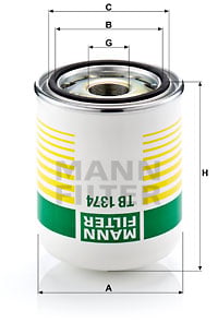 Lufttorkarpatron, kompressorsystem MANN-FILTER TB 1374 x