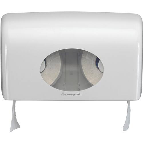 Aquarius (Kimberly-Clark) Dispenser för toalettpapper, manuell, dubbla fördelningsluckor, plast, vit