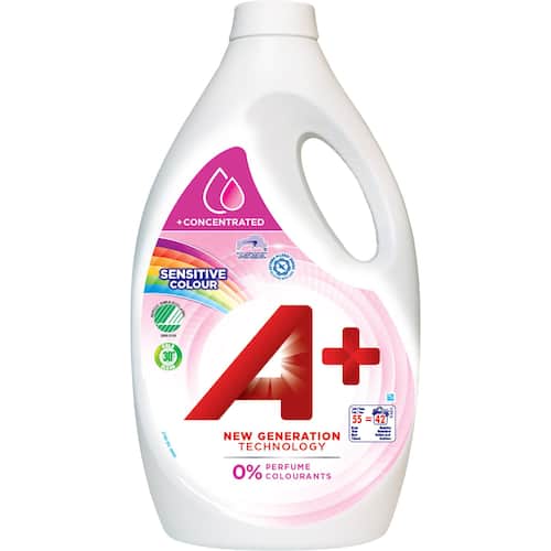 A+ Tvättmedel Sensitive Color, flytande, 2,2L
