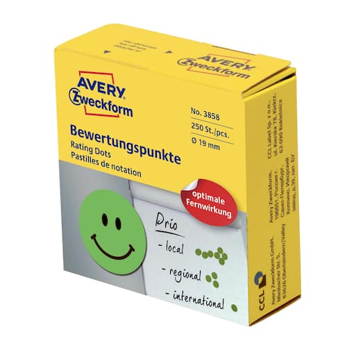 Avery Etikett SMILEY 19mm grön