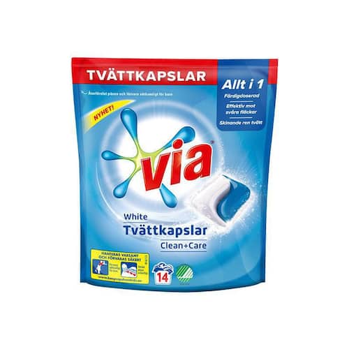 VIA Tvättkapslar White Clean+Care