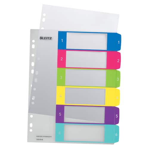Leitz Plastregister WOW PP A4+ 1-6