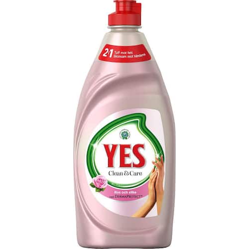 Yes Handdiskmedel Clean och Care, flaska, 480 ml, rosdoft, koncentrerat