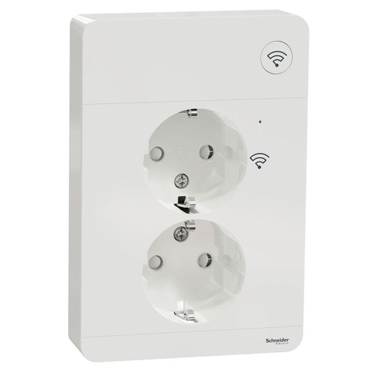 Schneider Electric Wiser WDE002182 Vägguttag 2-vägs, Zigbee Vit