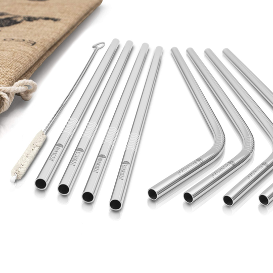 Bunkoza Eco Stainless Steel Straws, 8 st + Sisalborste