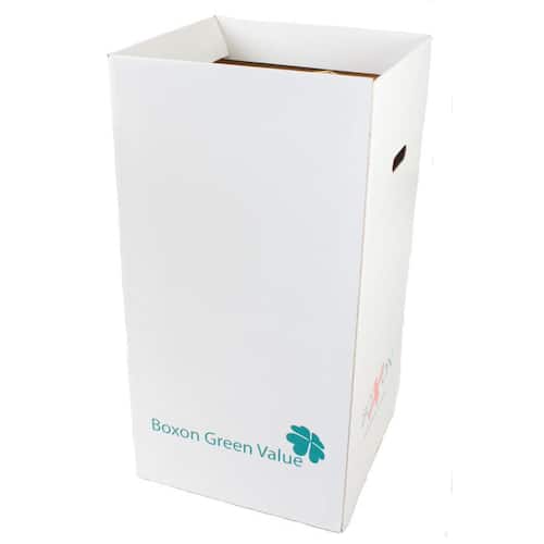 Boxon Papperskorg med handtag, 70 % återvunna fibrer, 740 x 380 x 350 mm, vit och brun