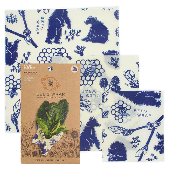 Bee's Wrap Naturligt Folie Assorted Set (S/M/L), 3 st Bees + Bears Print