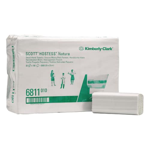 Kimberly-Clark Professional Scott Natura, liten vikt pappershandduk, 2 lager, 180 ark, kedjevikt, 230 mm, vit